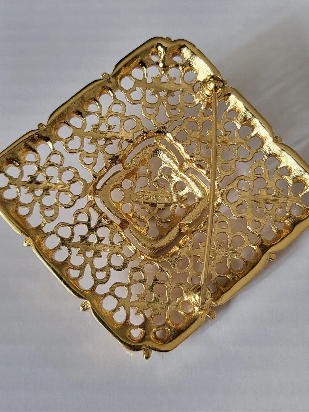 Rare Monet Chunky Goldtone  Filigree Brooch - Elegant Women's Accessory